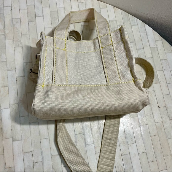 BDG Cream Mini Canvas Tote Bag with Adjustable/Removable Crossbody Strap - Picture 2 of 10
